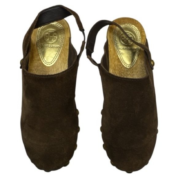 Tory Burch Blythe Studded Suede Clogs – Arabica Brown Size 6 - Picture 6 of 13